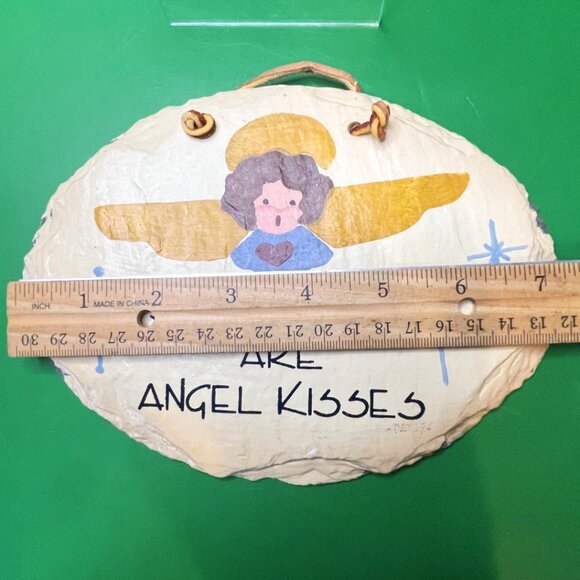 VTG Plain Jane Slate Sign Snowflakes Angel Kisses Handcrafted New Orleans Art - Picture 4 of 8